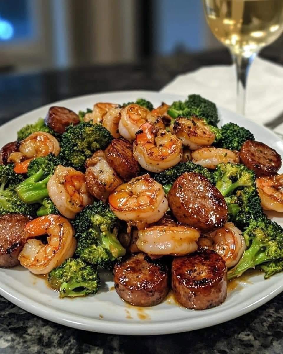 Honey Garlic Shrimp, Sausage & Broccoli