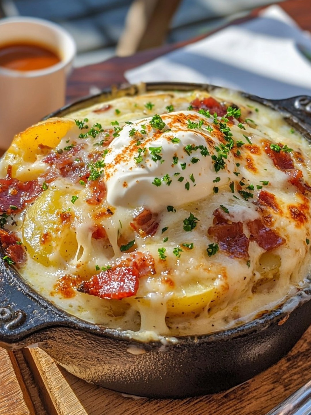 Soup with Potatoes, Bacon, Parmesan, and Sour Cream