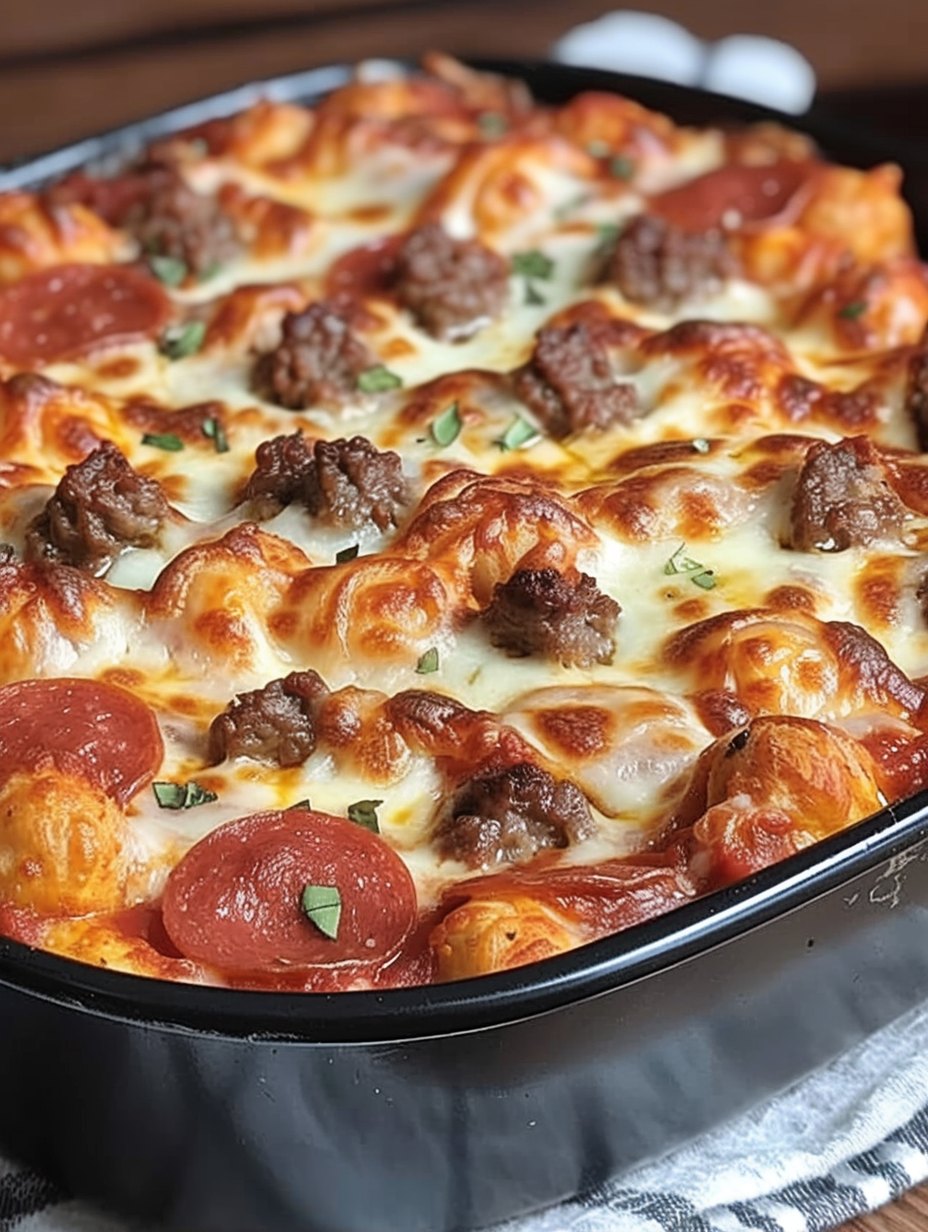 Loaded Meat Lover’s Pizza Casserole