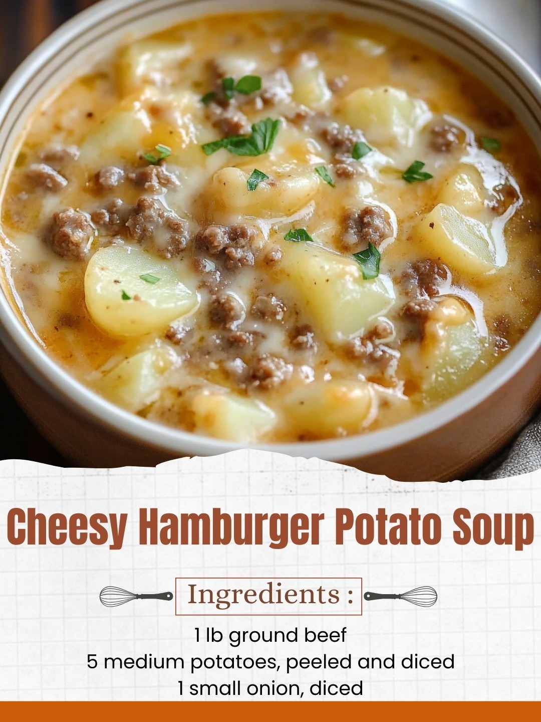 Potato Soup with Cheesy Hamburger Filling Recipe