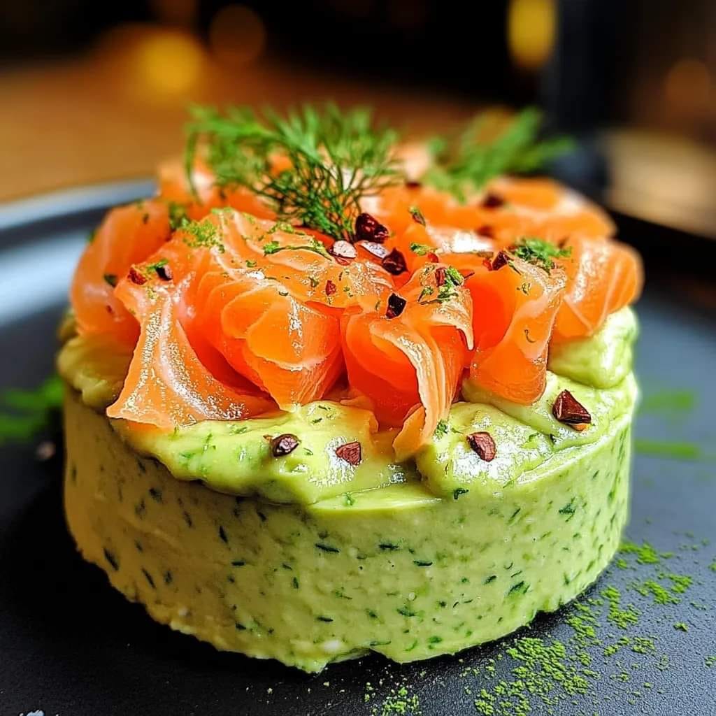 Christmas Mousse with Avocado and Smoked Salmon