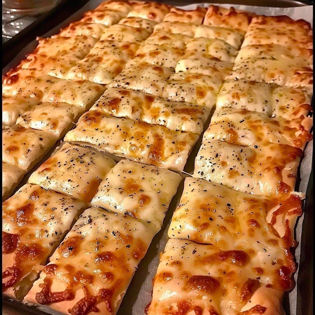 Breadsticks with cheese and garlic made at home.