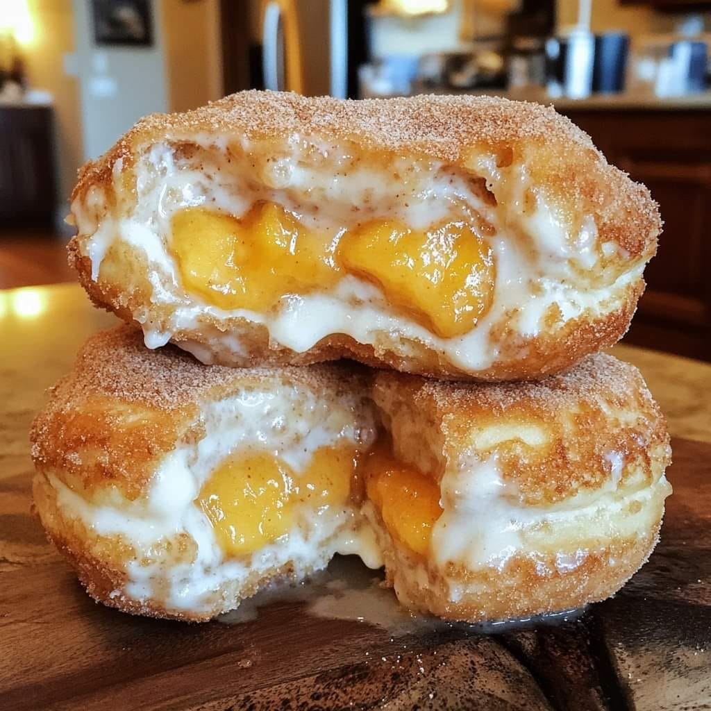 Classic Peach Cobbler Cheesecake Donuts