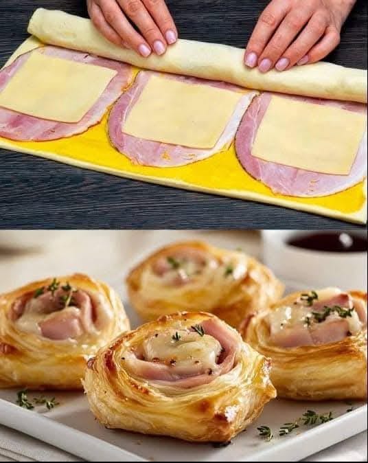 Ham and Cheese Puff Pastry Pinwheels