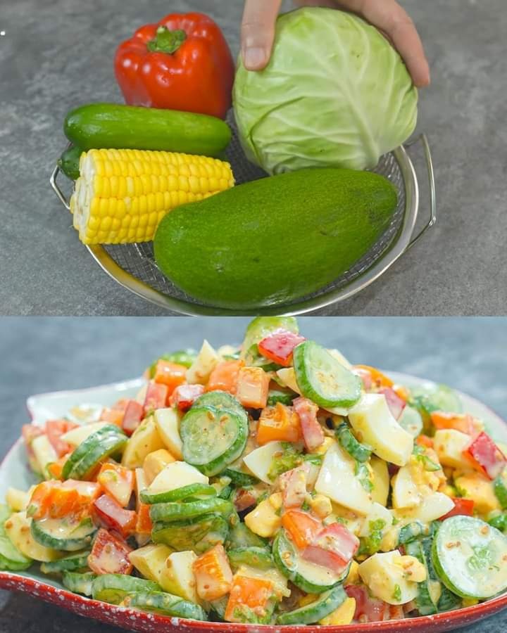 Creamy Avocado Cabbage Salad with Sesame Dressing