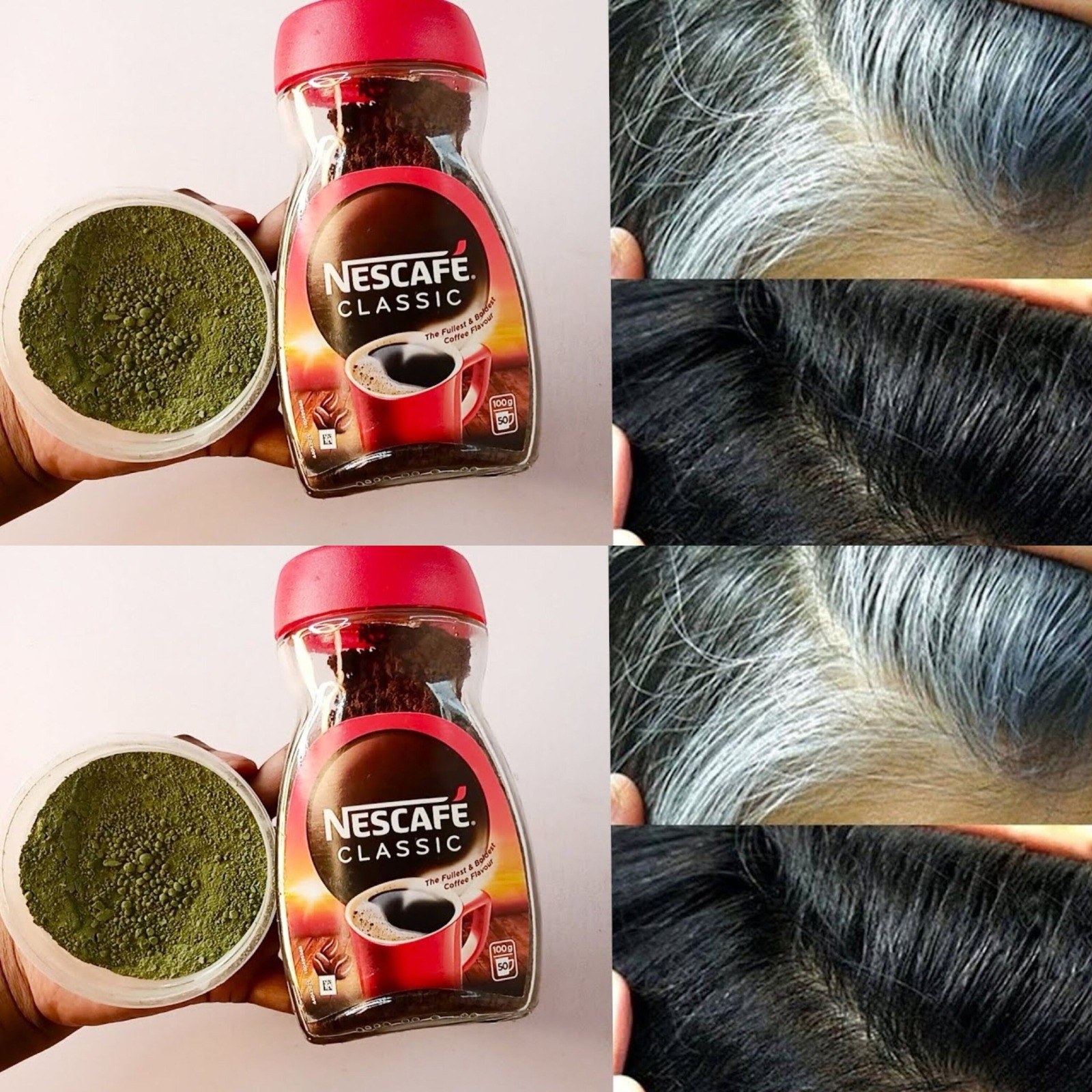 Change gray hair to black using coffee and indigo powder in a natural way.