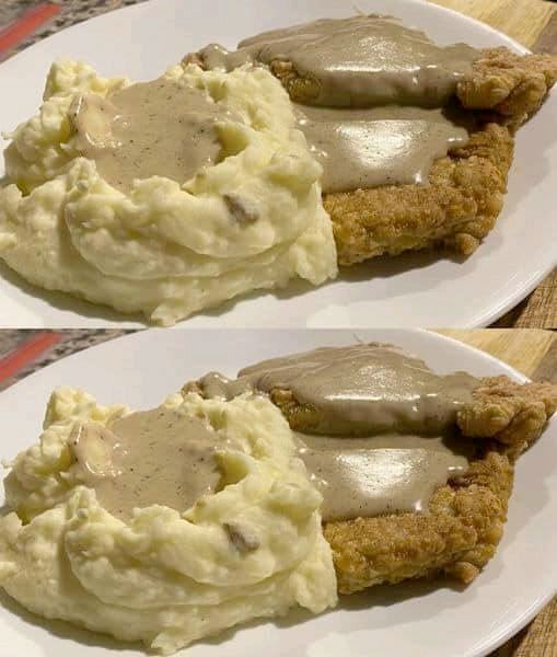 Chicken-Fried Steak with Mashed Potatoes and Gravy !!