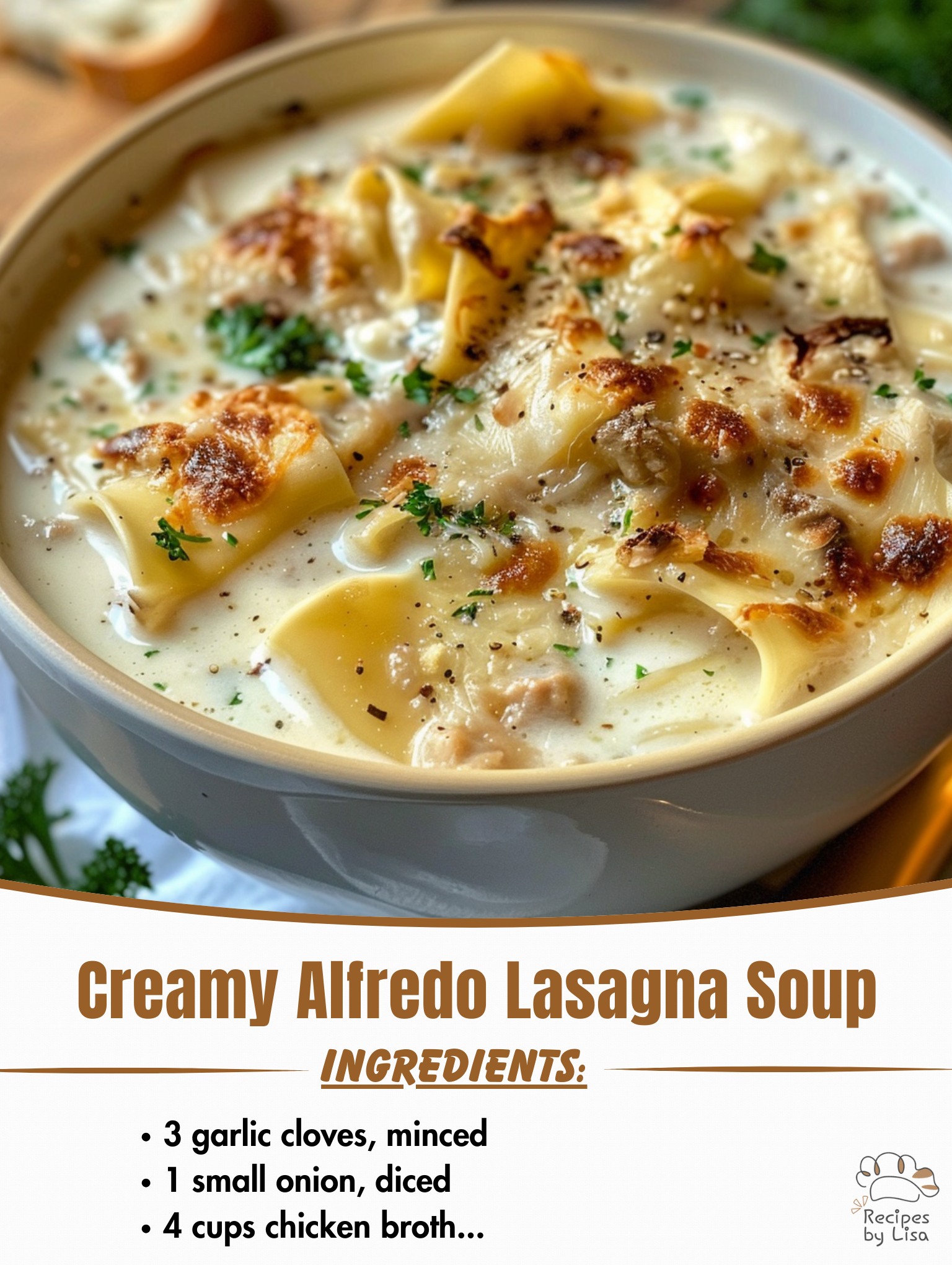  Creamy Alfredo Lasagna Soup 