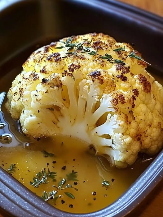 Whole Roasted Cauliflower with Butter Sauce