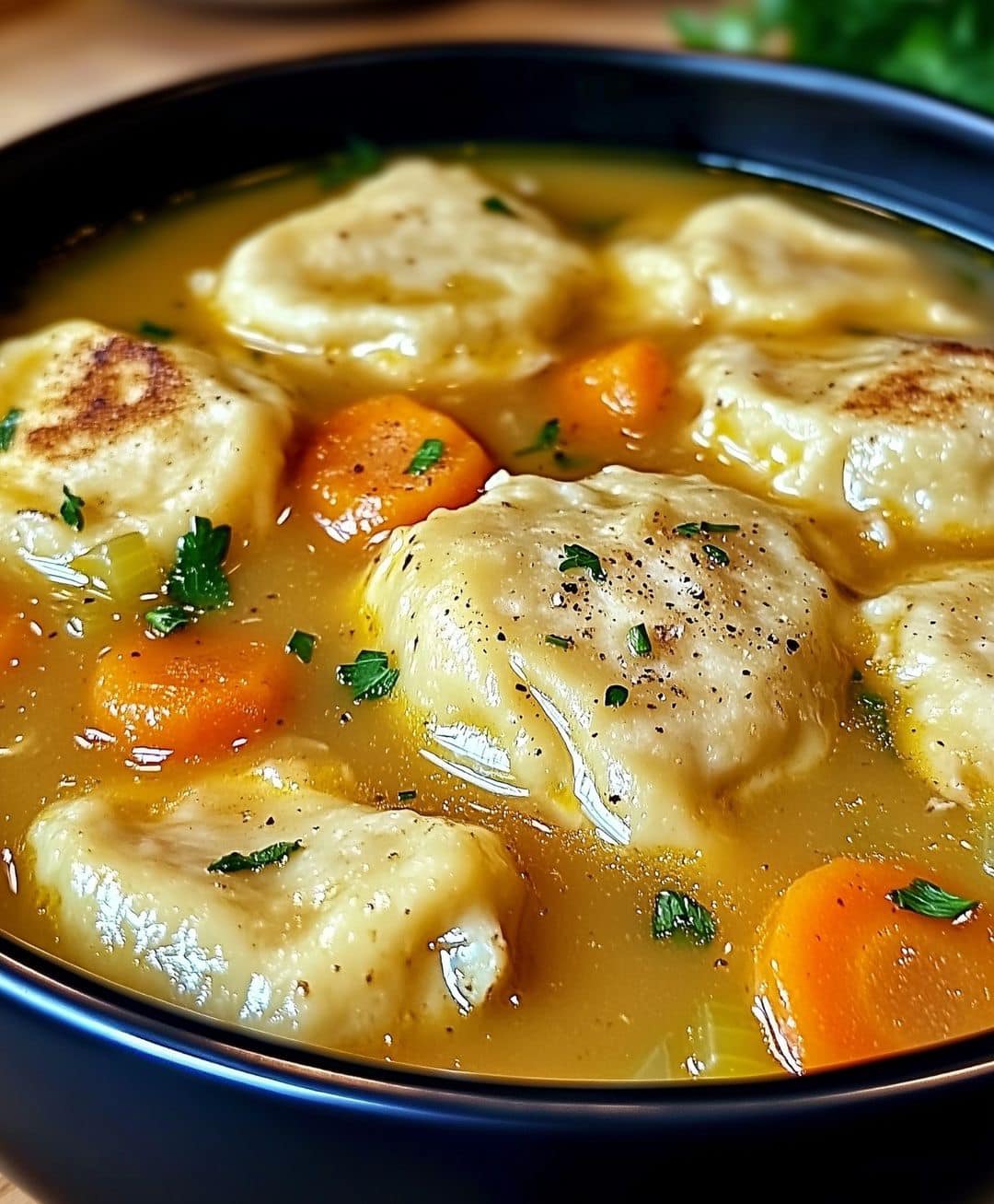 Soup of Chicken and Dumplings with a Comforting Touch