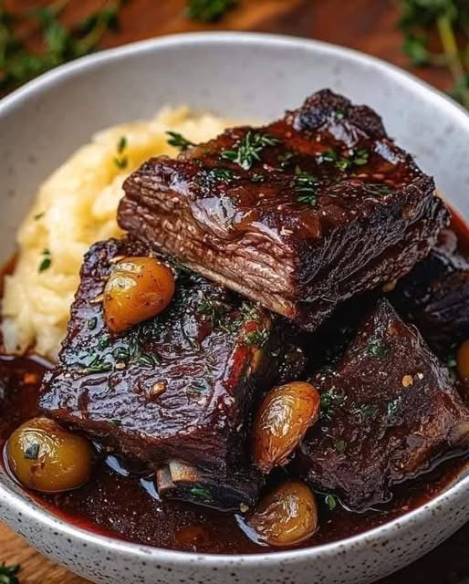 Succulent Short Ribs Slow-Cooked in Cola with Creamy Parmesan Risotto