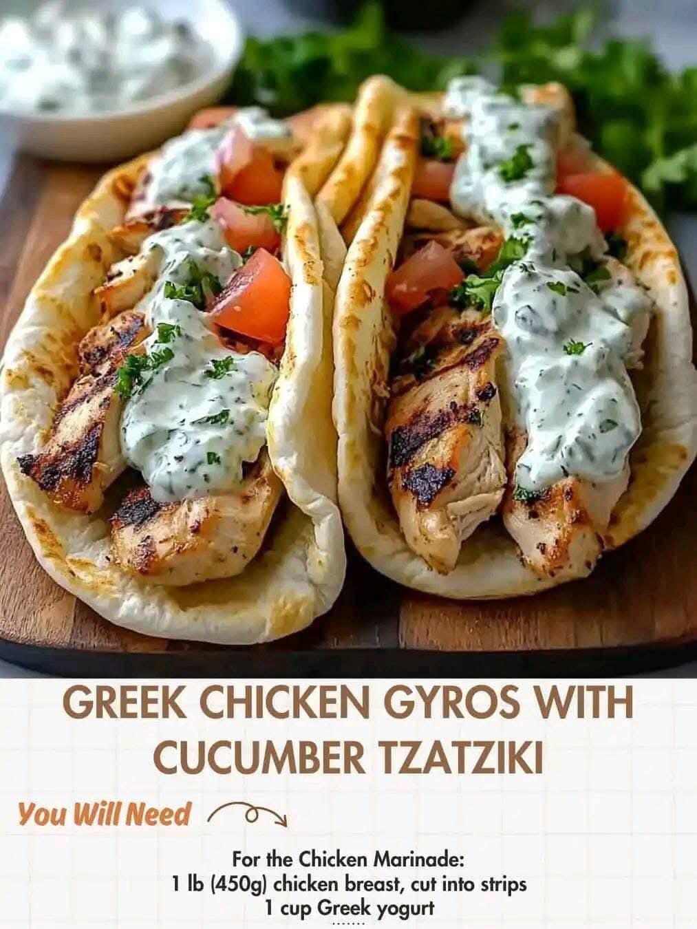 Greek Chicken Gyros with Cucumber Tzatziki