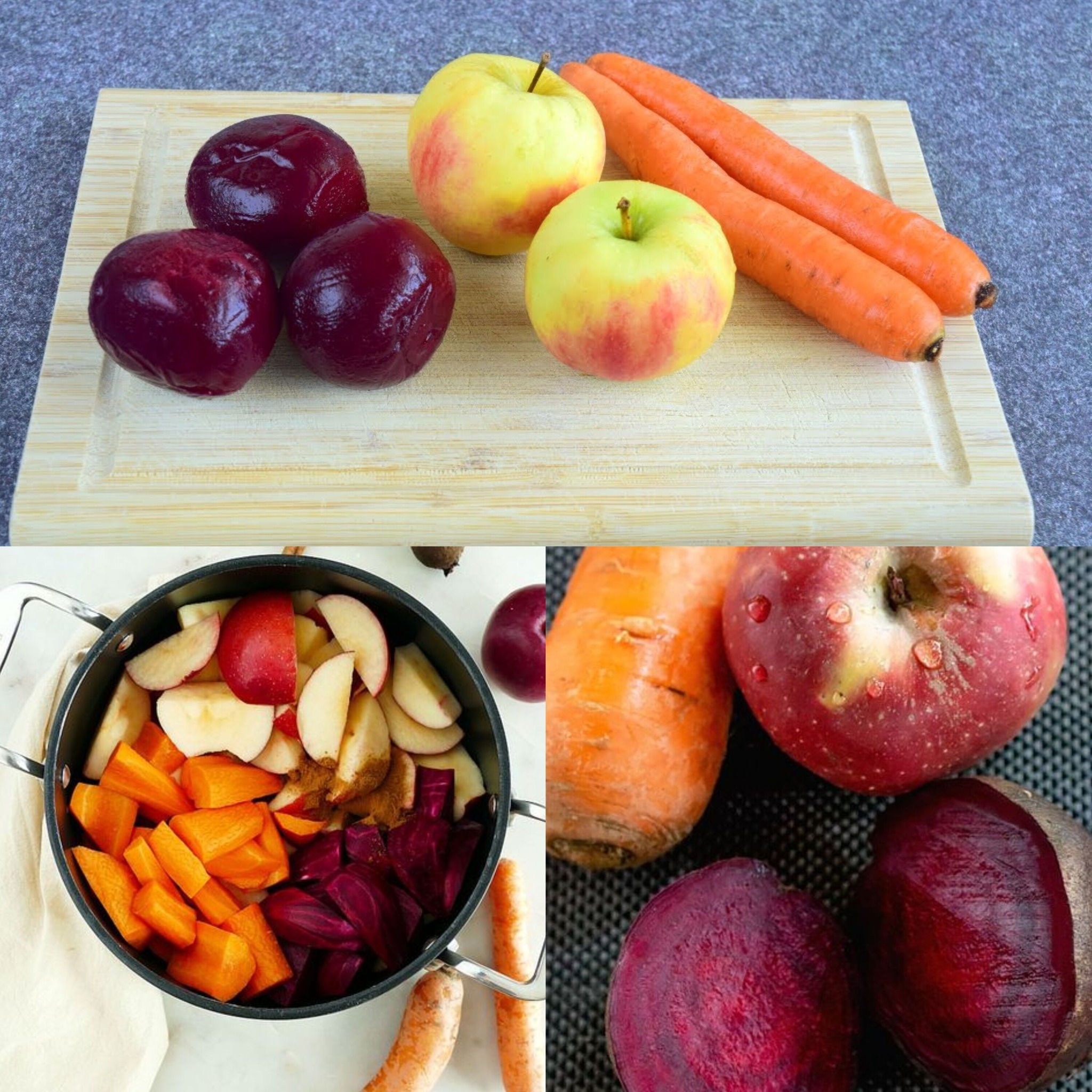 Beetroot, apple, carrot. I make this salad