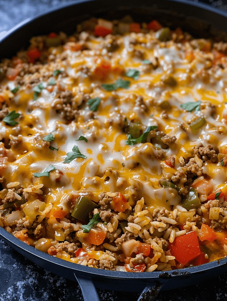 Ground beef and peppers skillet