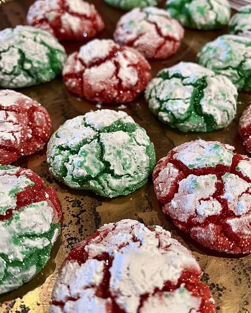 Christmas Crinkle Cookies with Cake Mix