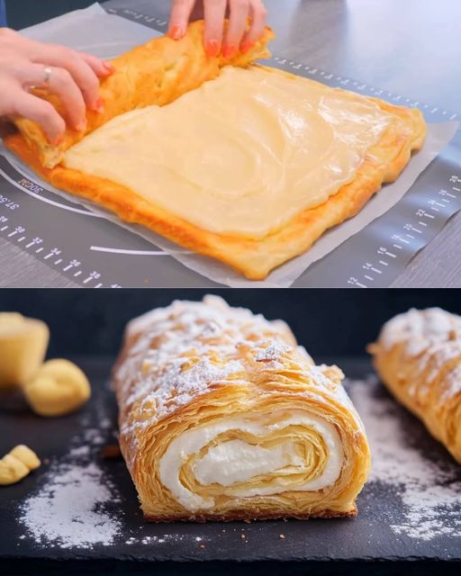 Vanilla Custard Choux Pastry Roulade