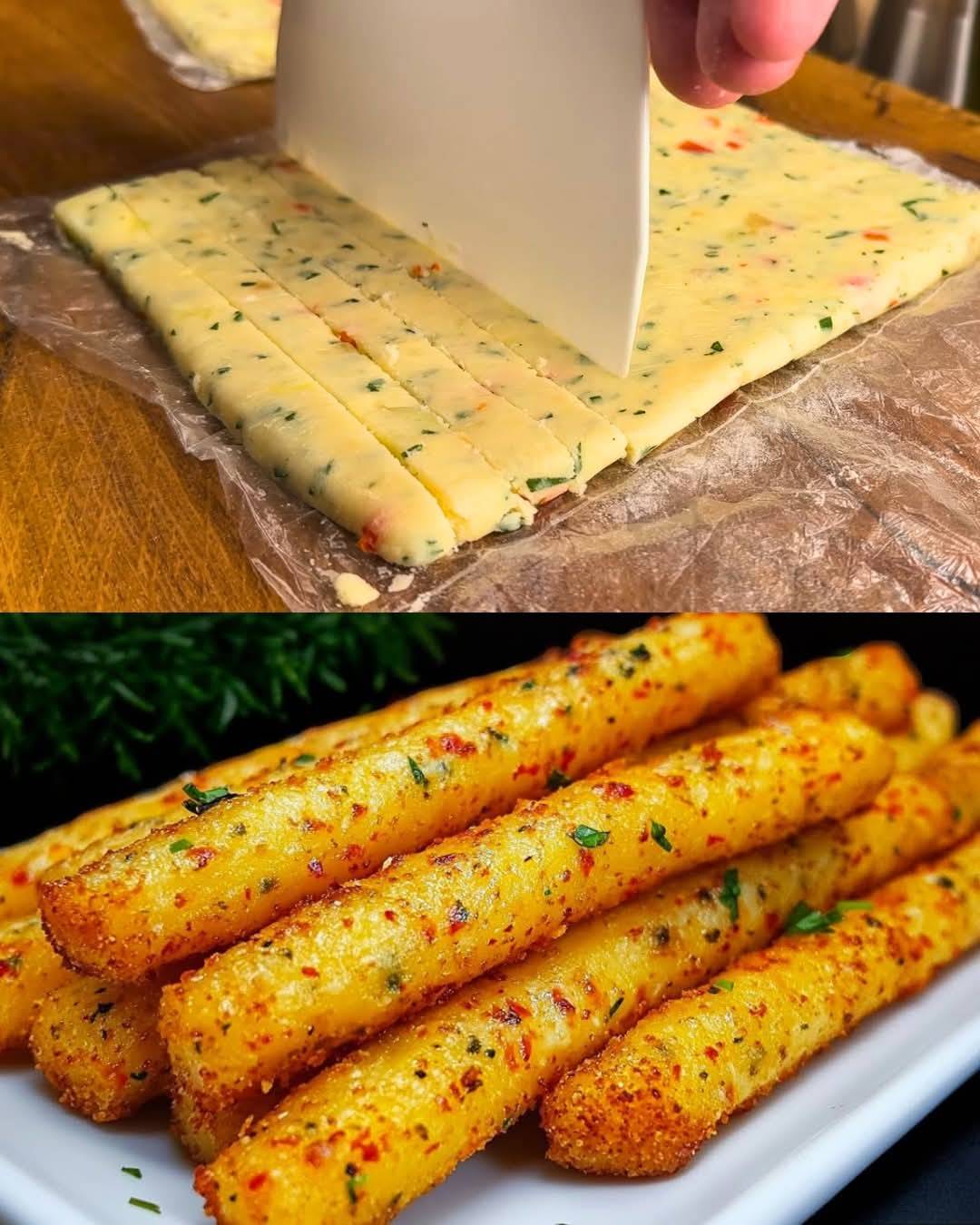 Cheesy Potato Strips with Creamy Cheese Sauce