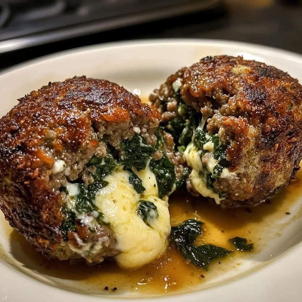 Stuffed Meatballs with Spinach and Cheese 