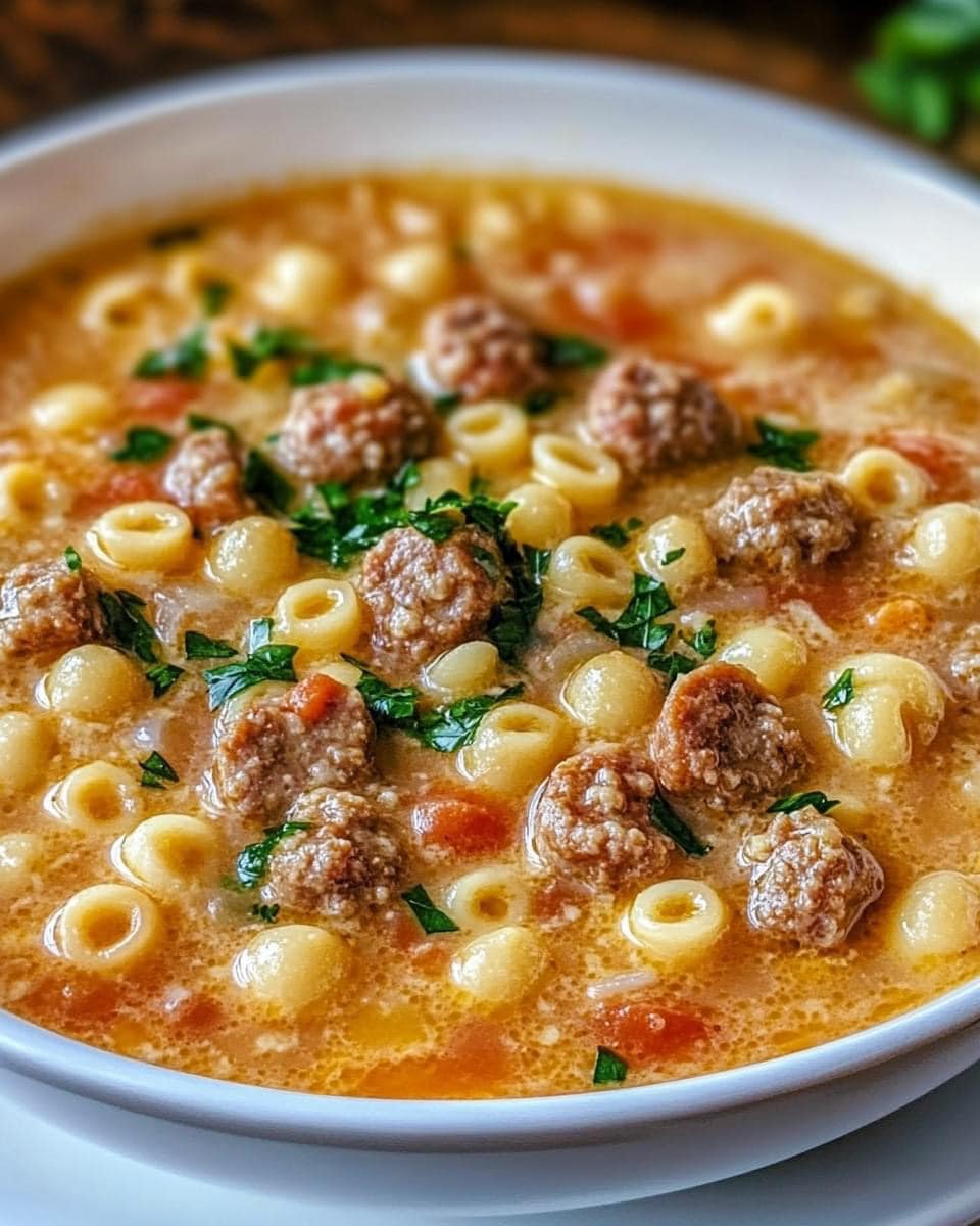 Italian Sausage Ditalini Soup with Creamy Parmesan