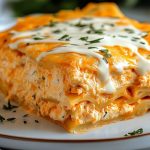 Cheesy Buffalo Chicken Lasagna with Ranch Drizzle