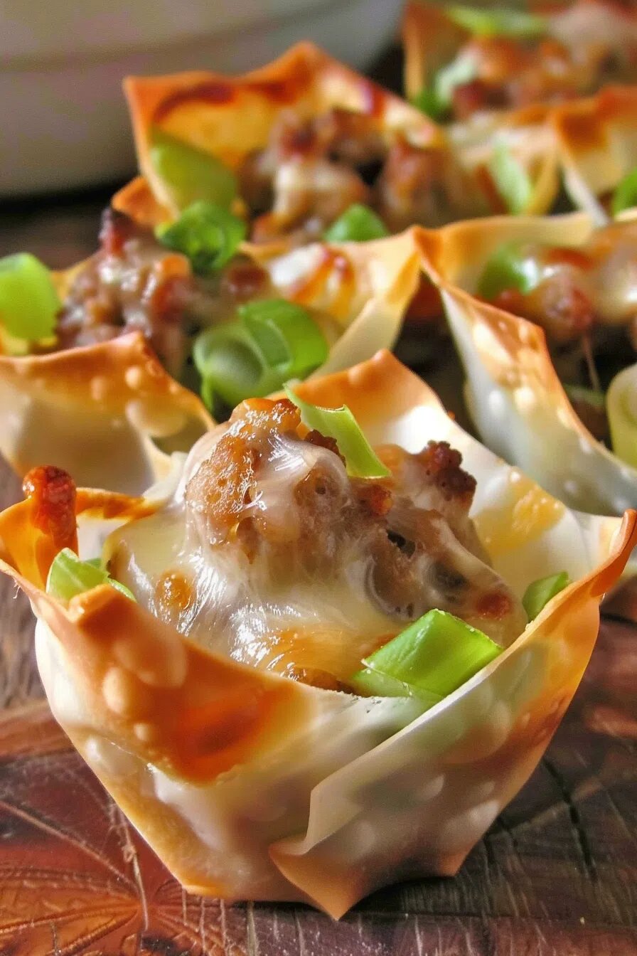 Delicious Sausage Wonton Cups