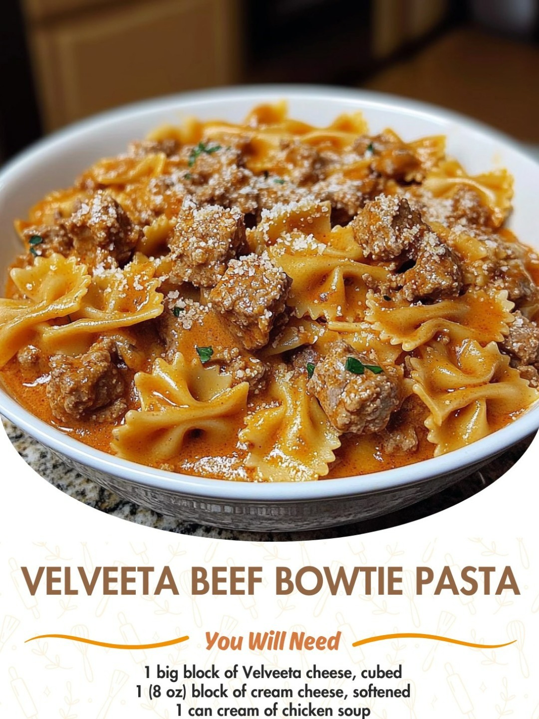 Velveeta Beef Bowtie Pasta