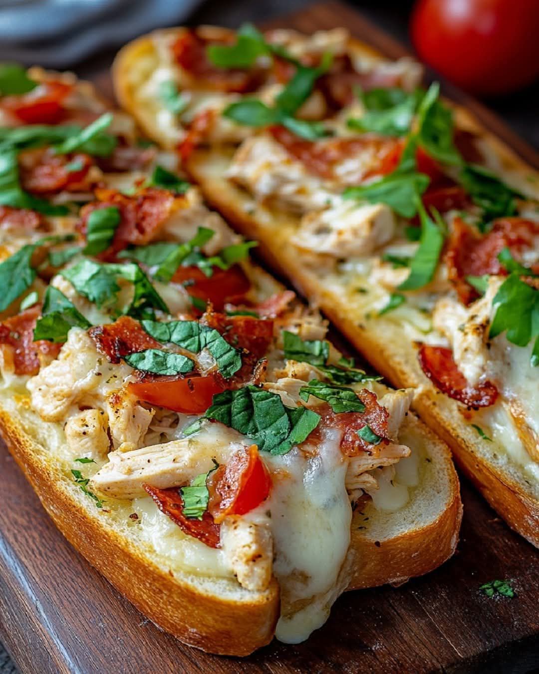 BLT Chicken Alfredo French Bread Pizza