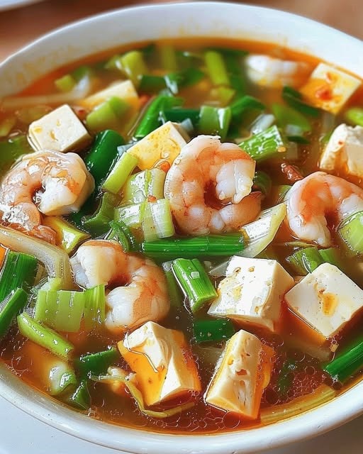 Shrimp, Luffa, and Tofu Soup