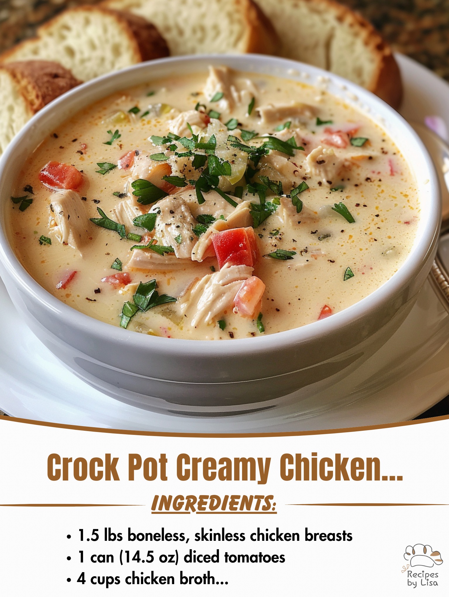  Crock Pot Creamy Chicken Parmesan Soup 