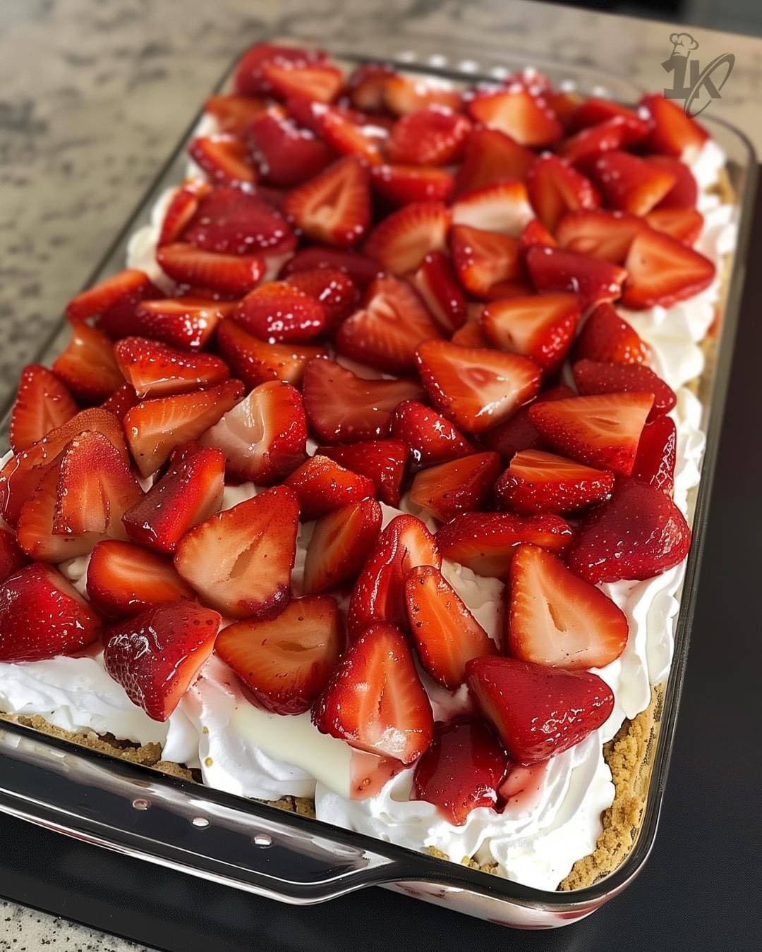 Strawberry Shortcake Crunch Cake with Cream Cheese Frosting