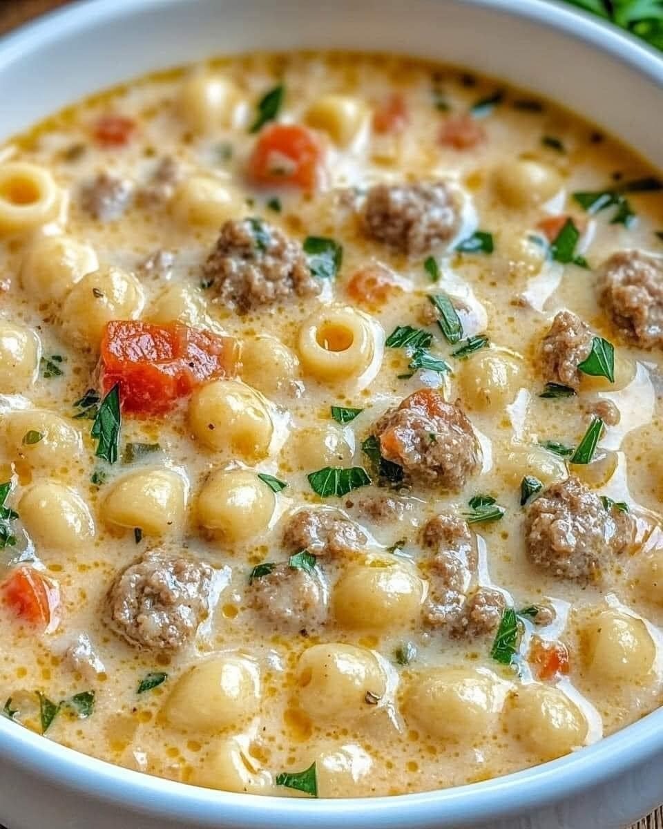 Creamy Parmesan Italian Sausage Ditalini Soup