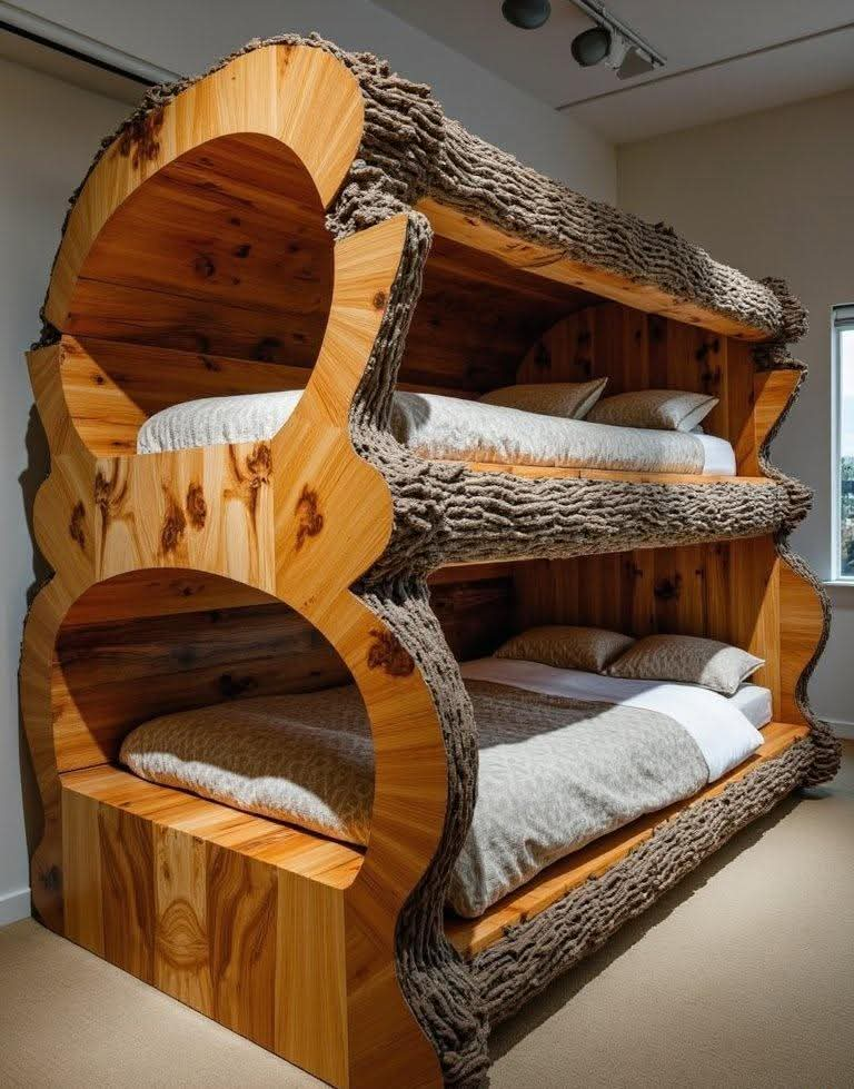 LUX.2277 Creative Tree Trunk Bunk Bed Ideas for Small Spaces: