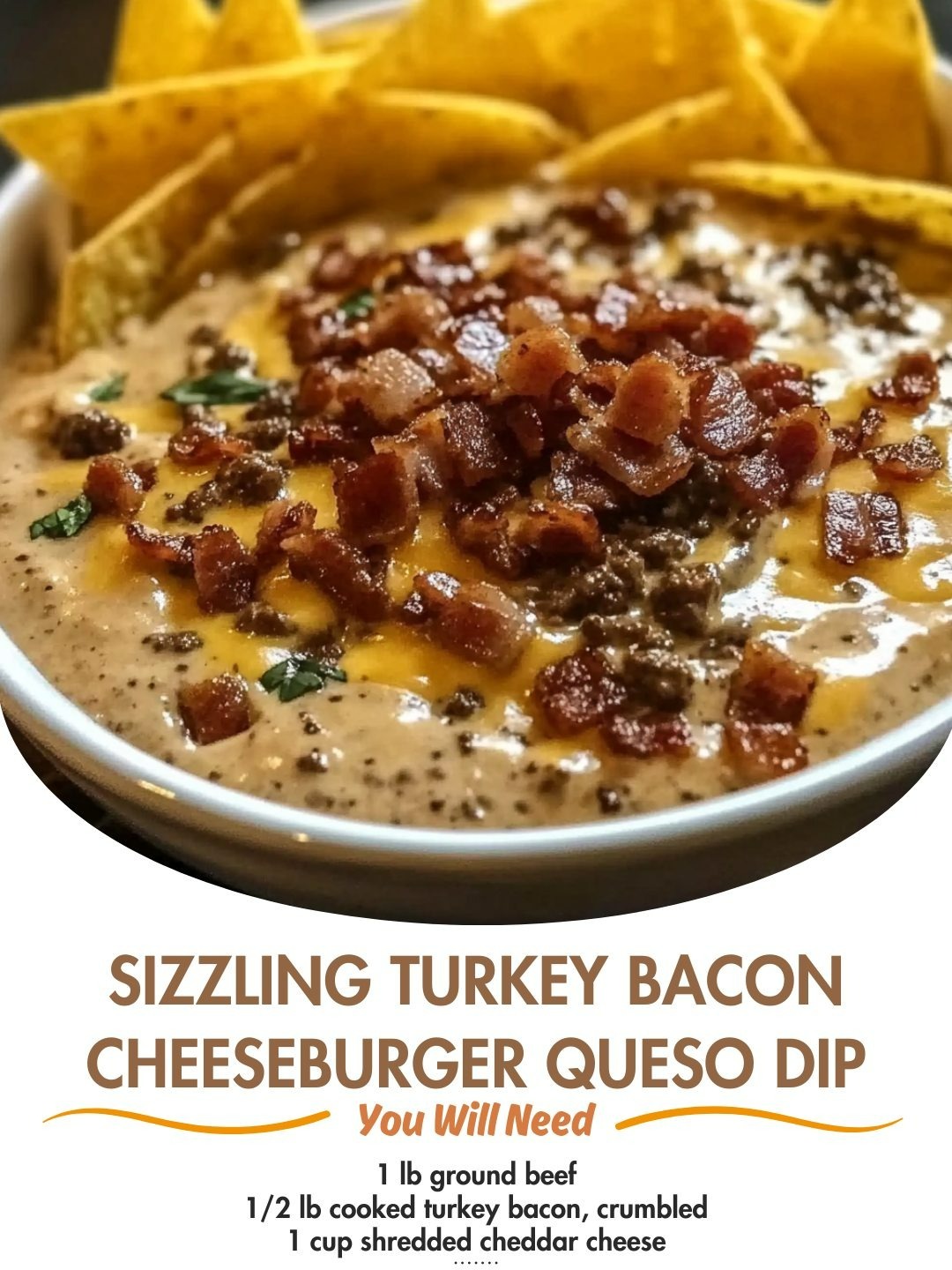 Sizzling Turkey Bacon Cheeseburger Queso Dip