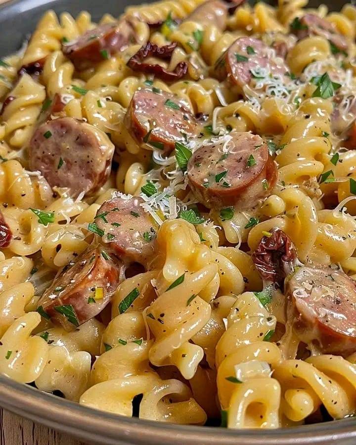 Creamy Sausage Rotini with Sun-Dried Tomatoes