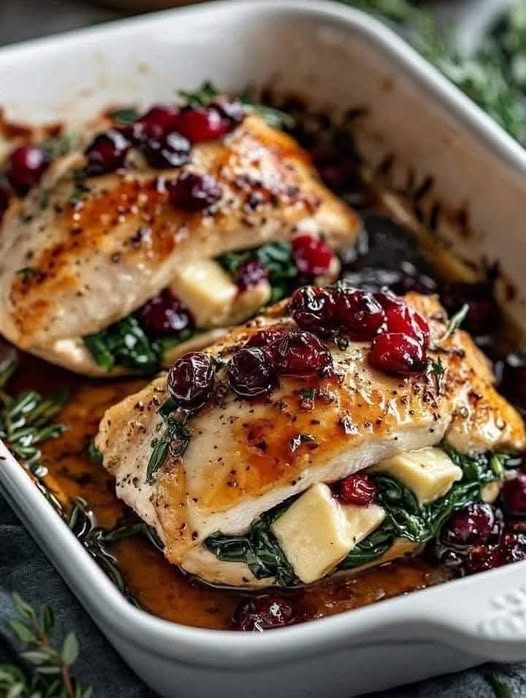 Cranberry & Spinach Stuffed Chicken Breasts with Brie