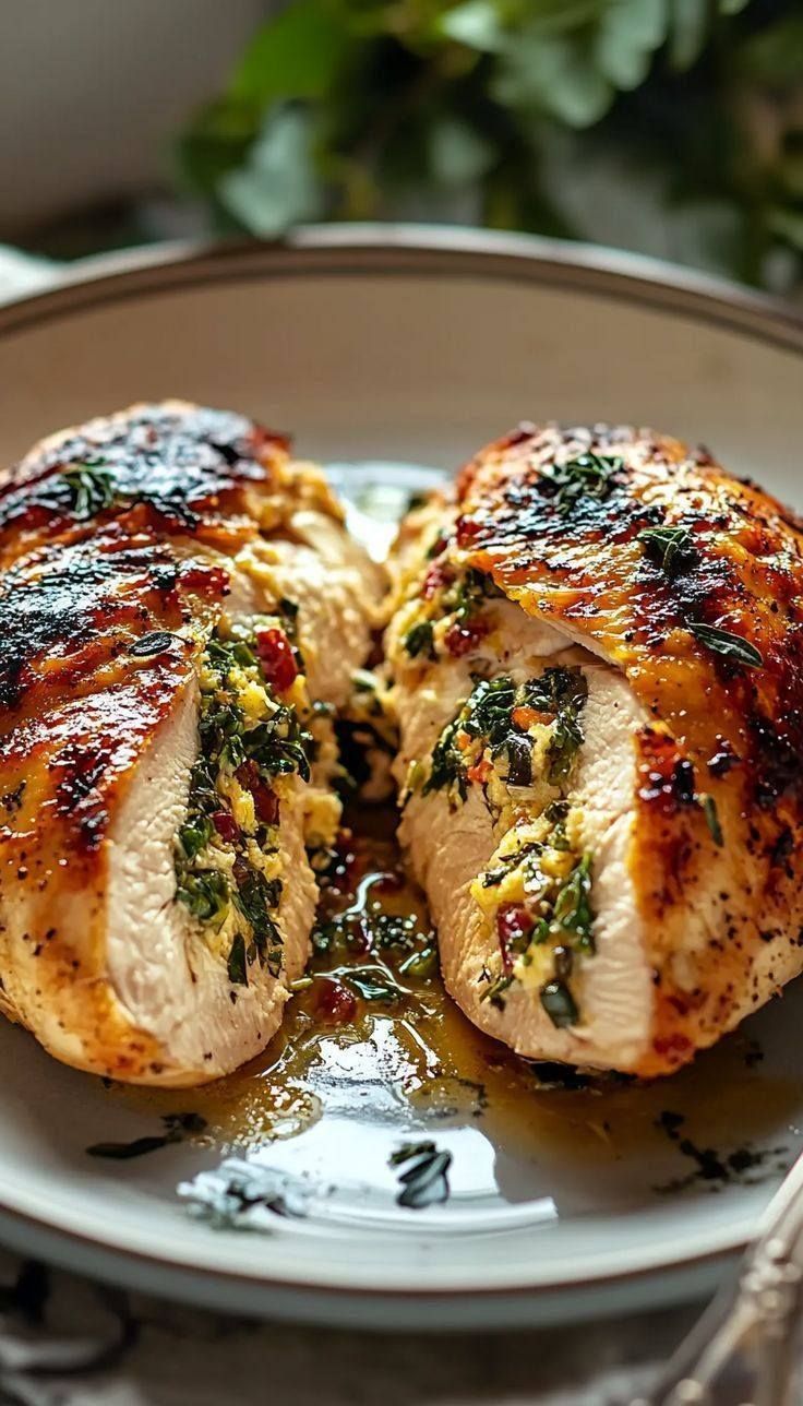 Air Fryer Spinach and Feta Cheese Stuffed Chicken Breast