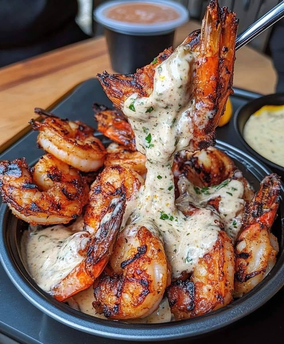 Spicy Garlic Parmesan Grilled Shrimp with Lemon-Herb Aioli