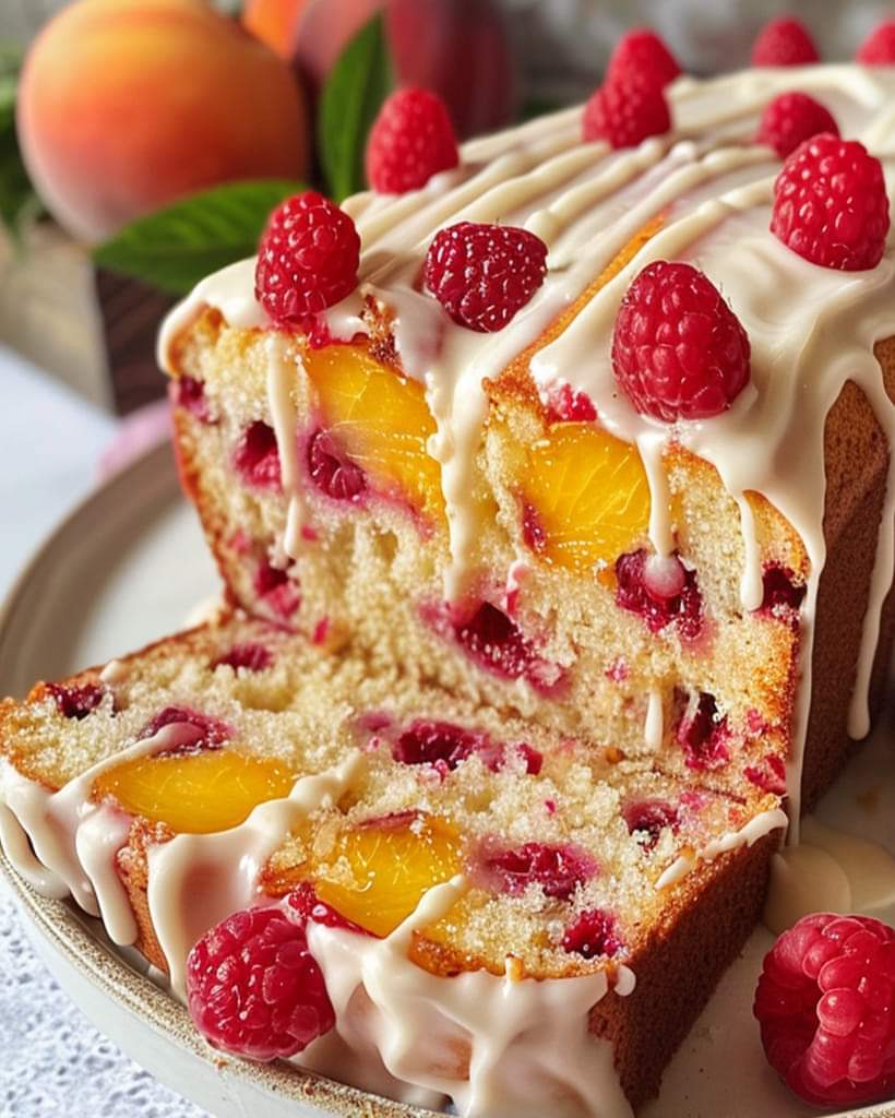 Irresistible Summer Peach Raspberry Cake