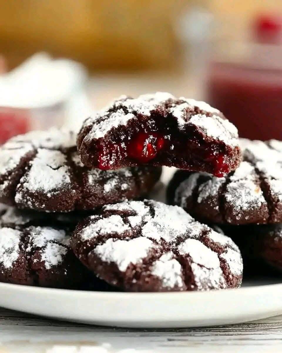 Chocolate Raspberry Crinkle Cookies