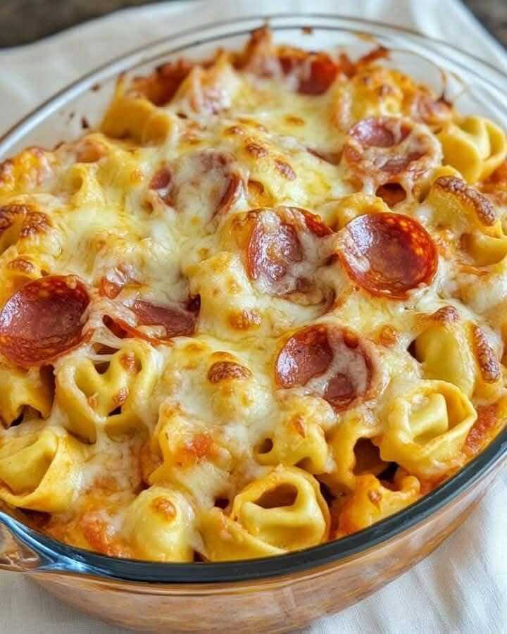 Cheese Tortellini Pepperoni Pizza Casserole