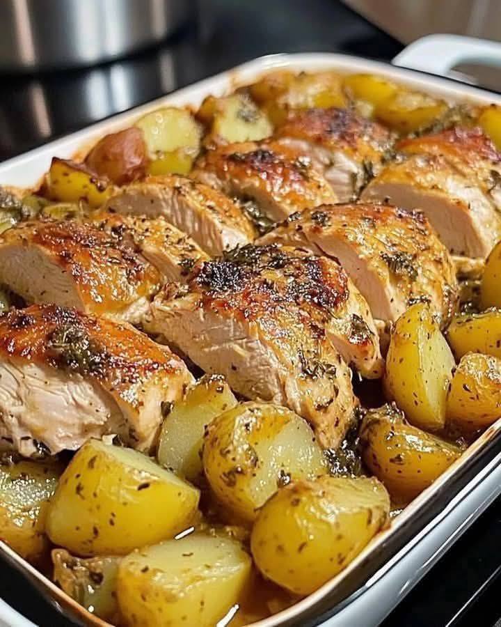 Chicken and Potatoes with Garlic Parmesan Cream Sauce