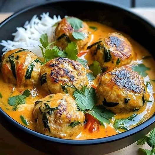 Thai-Style Chicken Meatballs in Creamy Coconut Curry