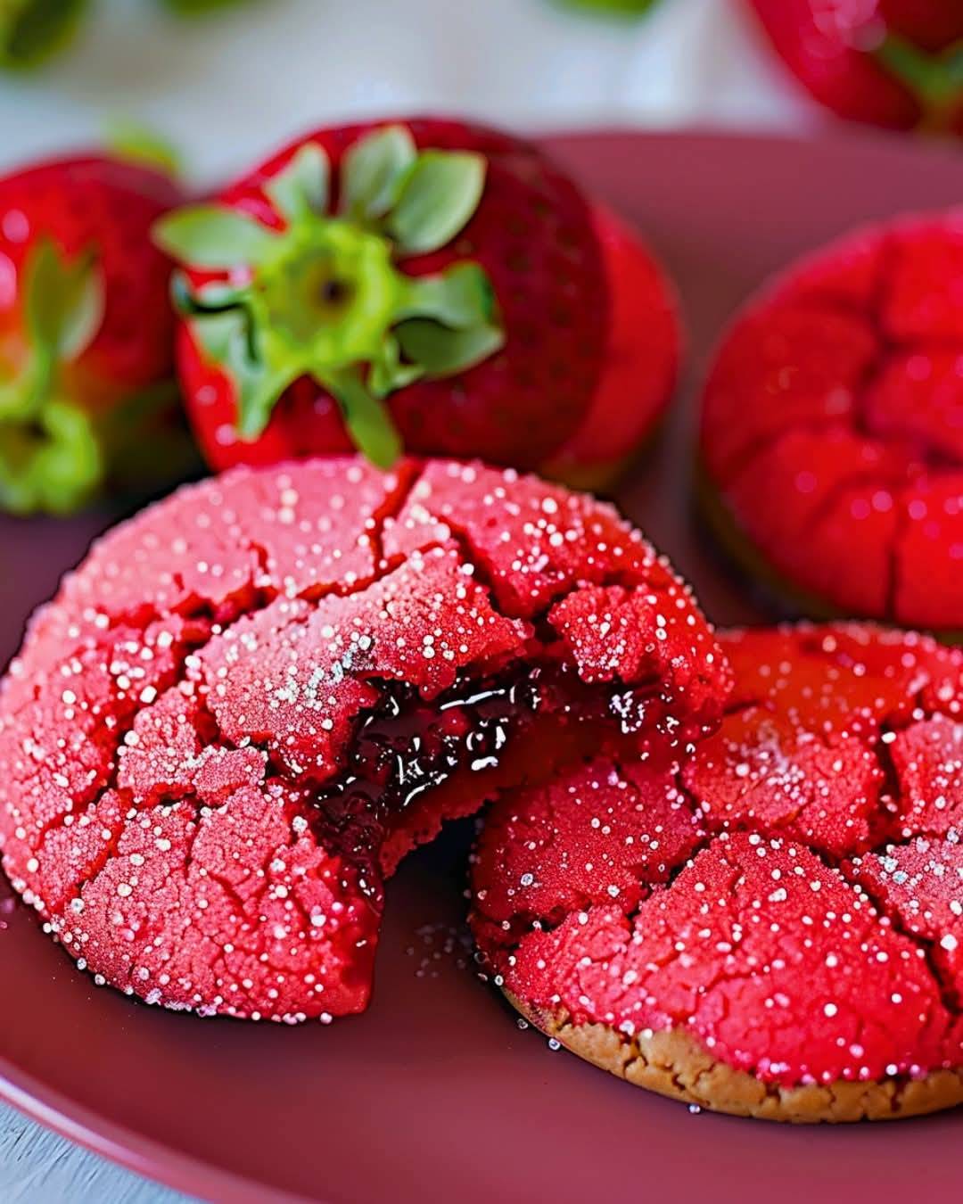 Strawberry Sugar Cookies with Sparkling Strawberry Sugar