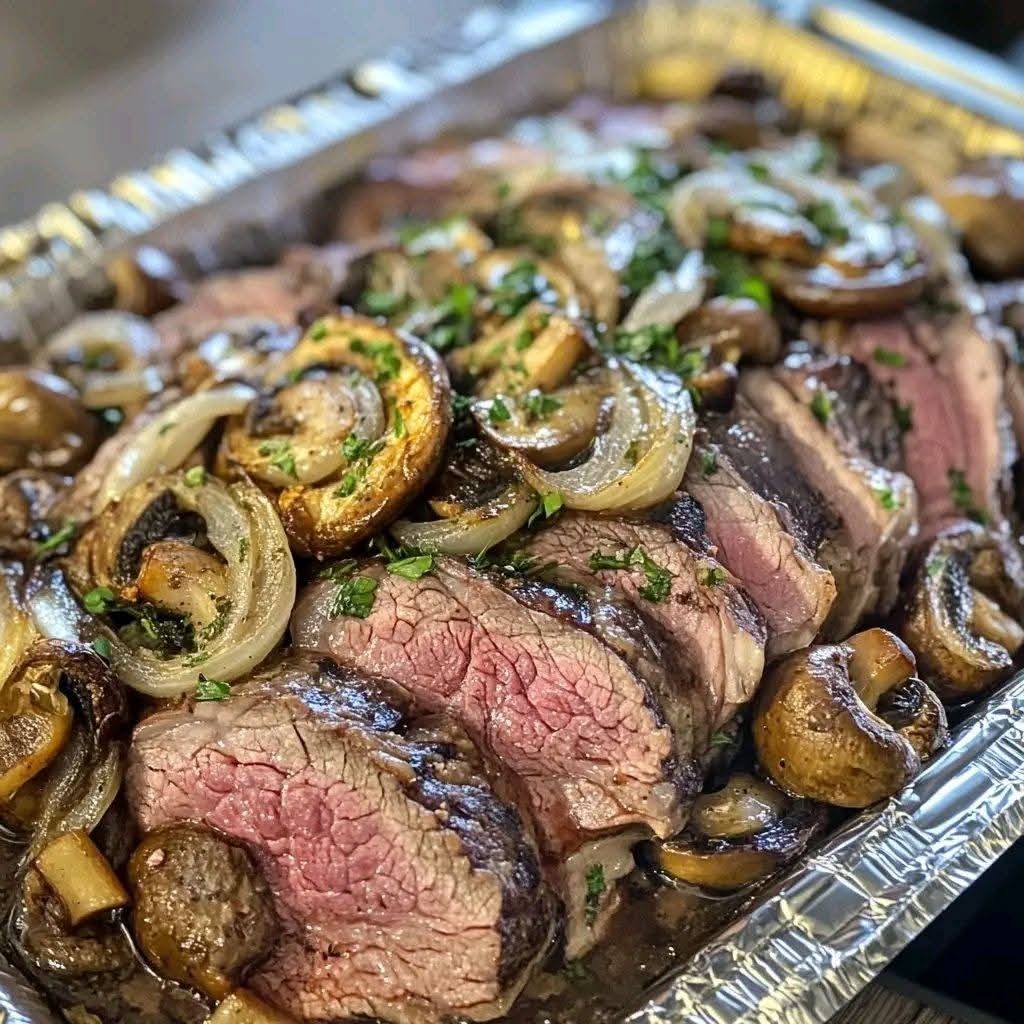 Ribeye Steak with Mushrooms and Onions