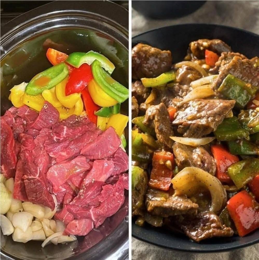 Ultimate Slow Cooker Pepper Steak Recipe.